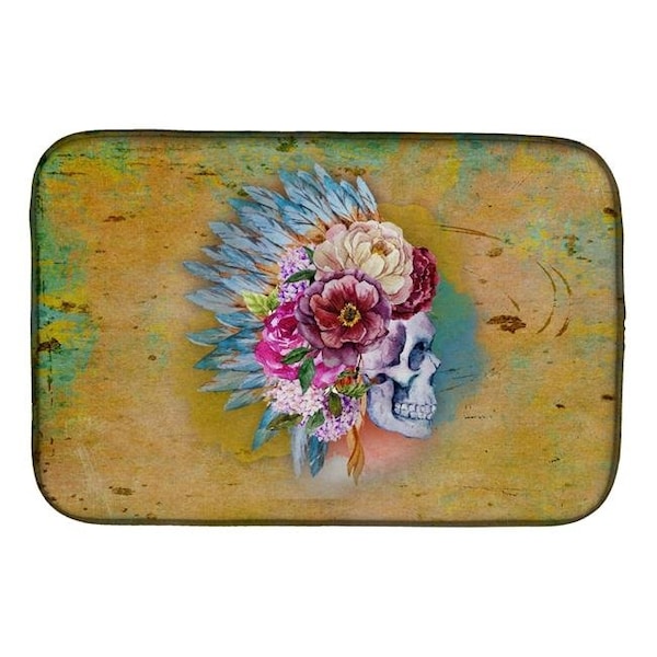 Carolines Treasures BB5129DDM Day of the Dead Flowers Skull Dish Drying Mat BB5129DDM - main